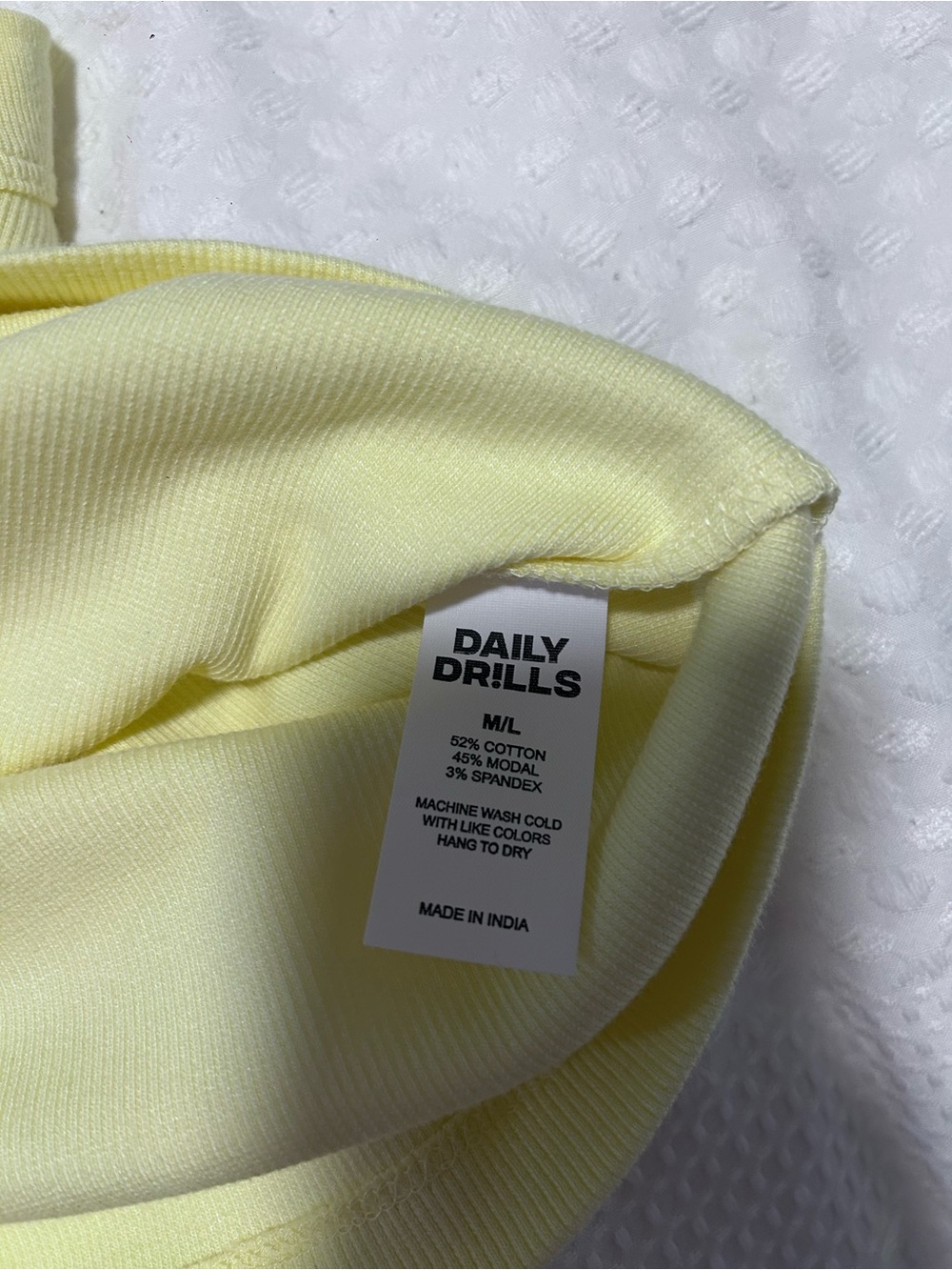 Daily Drills Logo Ribbed Tank - Lemonade Yellow Size M/L NWT - Picture 4 of 4